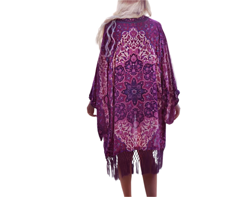 Bohemian Style Kimono In PURPLE