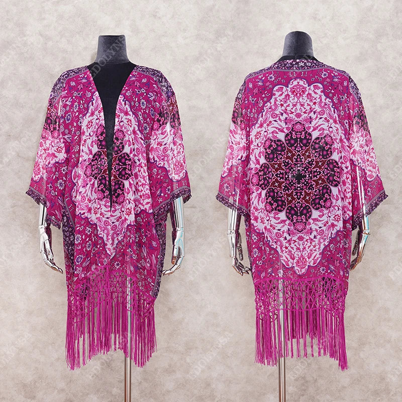 Bohemian Style Kimono In PURPLE