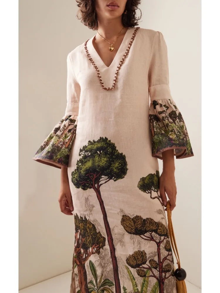Floral Printed Evening Dress
