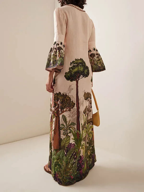 Floral Printed Evening Dress