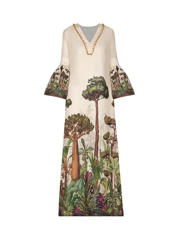 Floral Printed Evening Dress