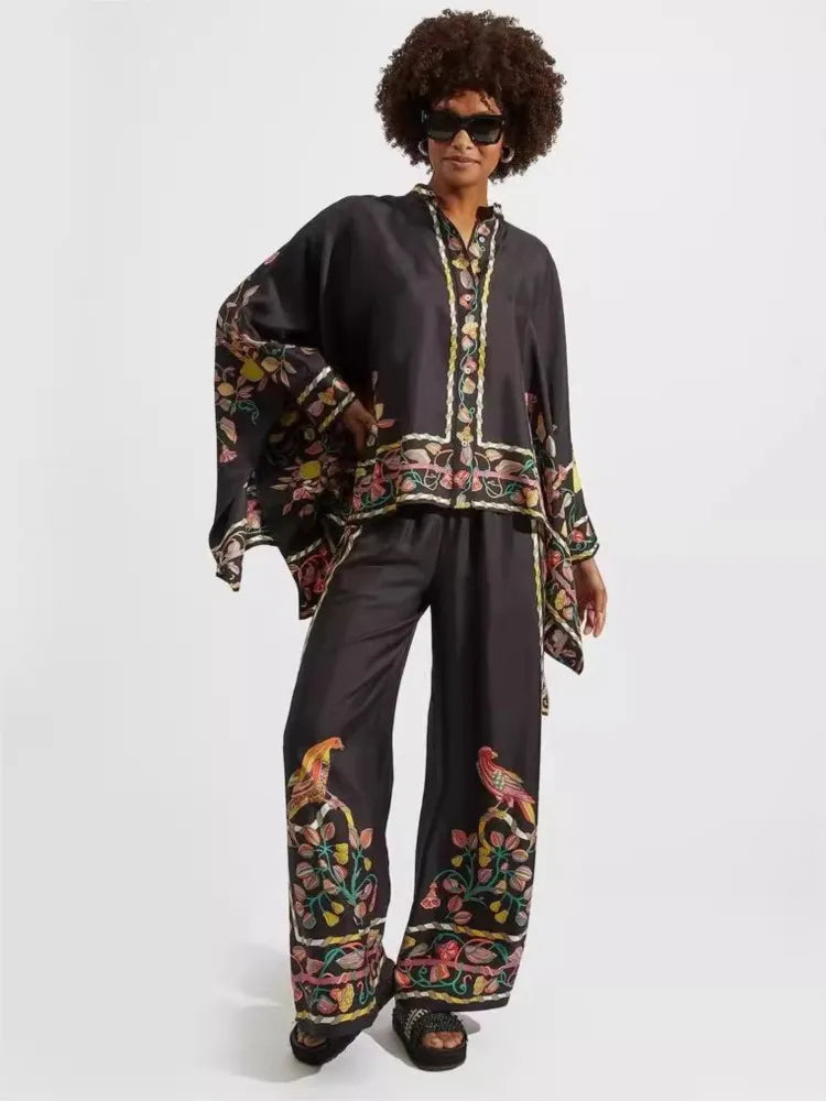 Vintage Print Pants Set