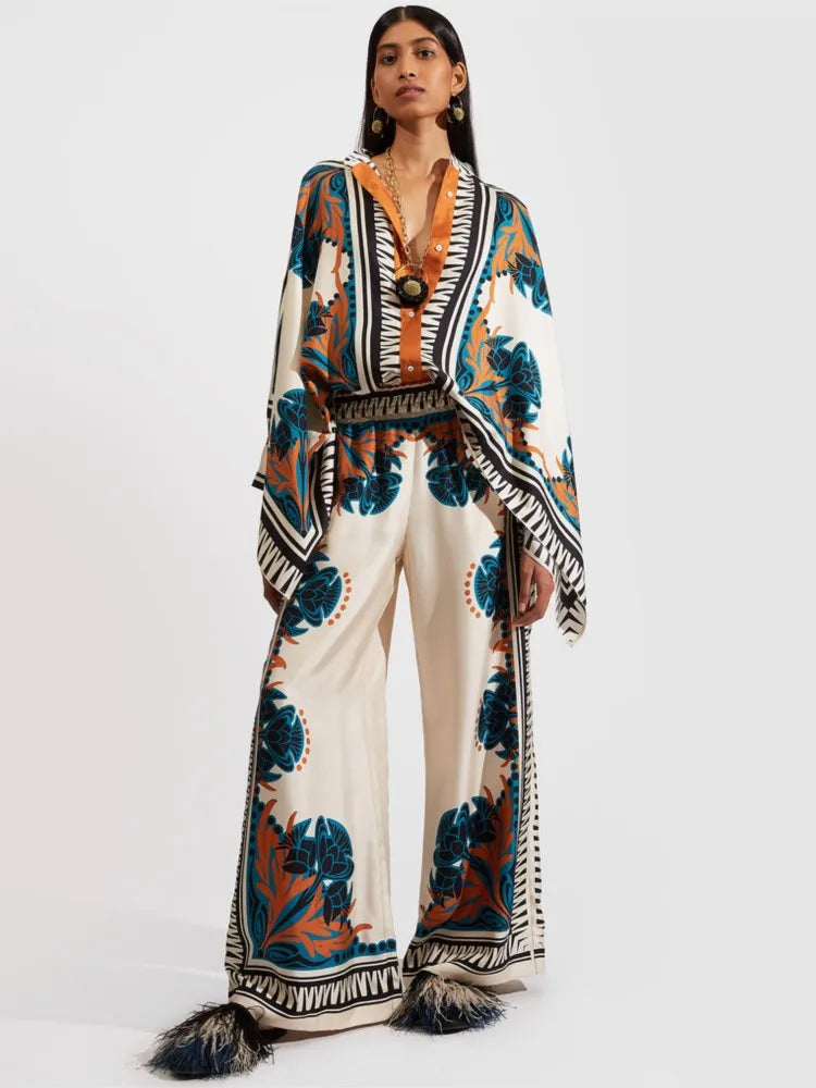 Vintage Print Pants Set