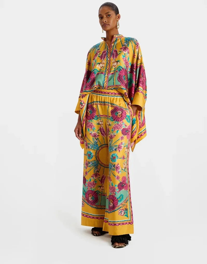 Vintage Print Pants Set