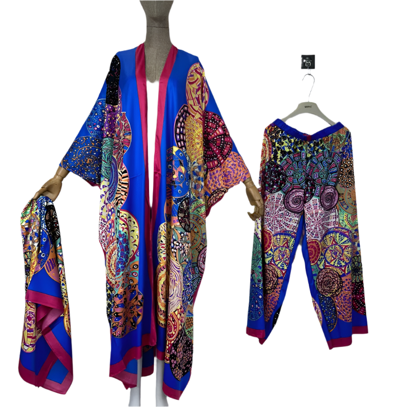 Classic bohemian print kimonos 2 piece sets