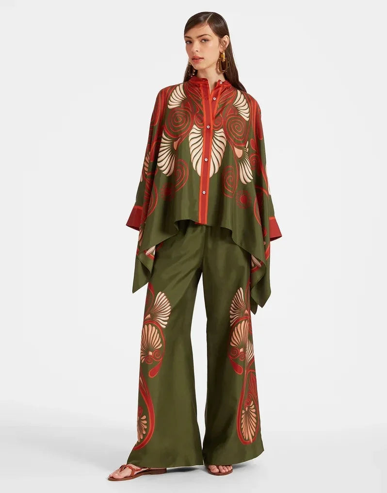Vintage Print Pants Set