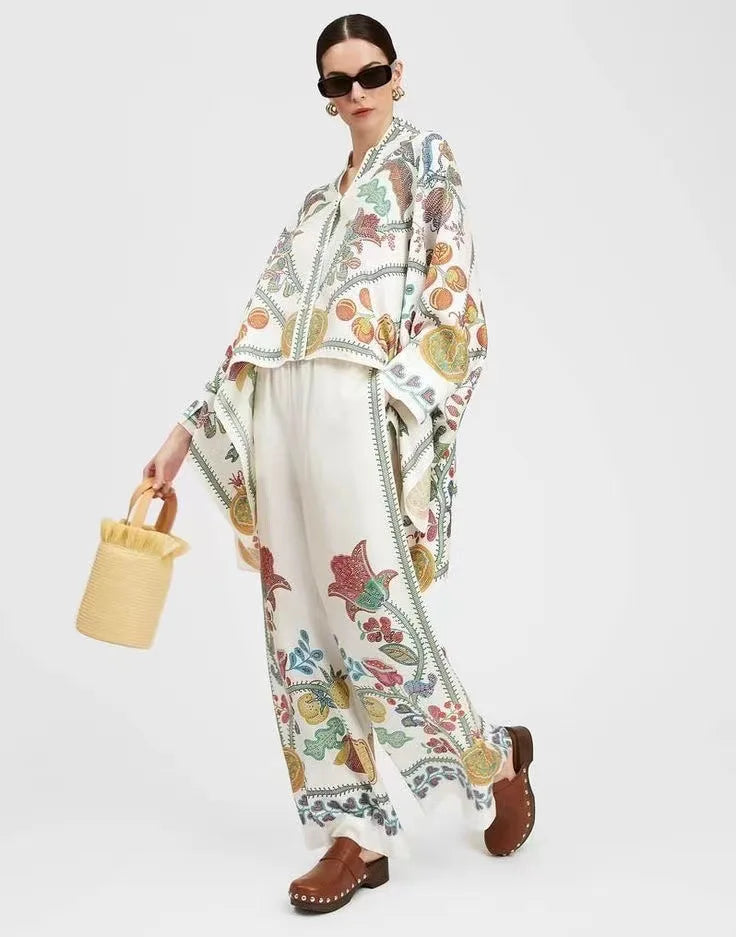 Vintage Print Pants Set