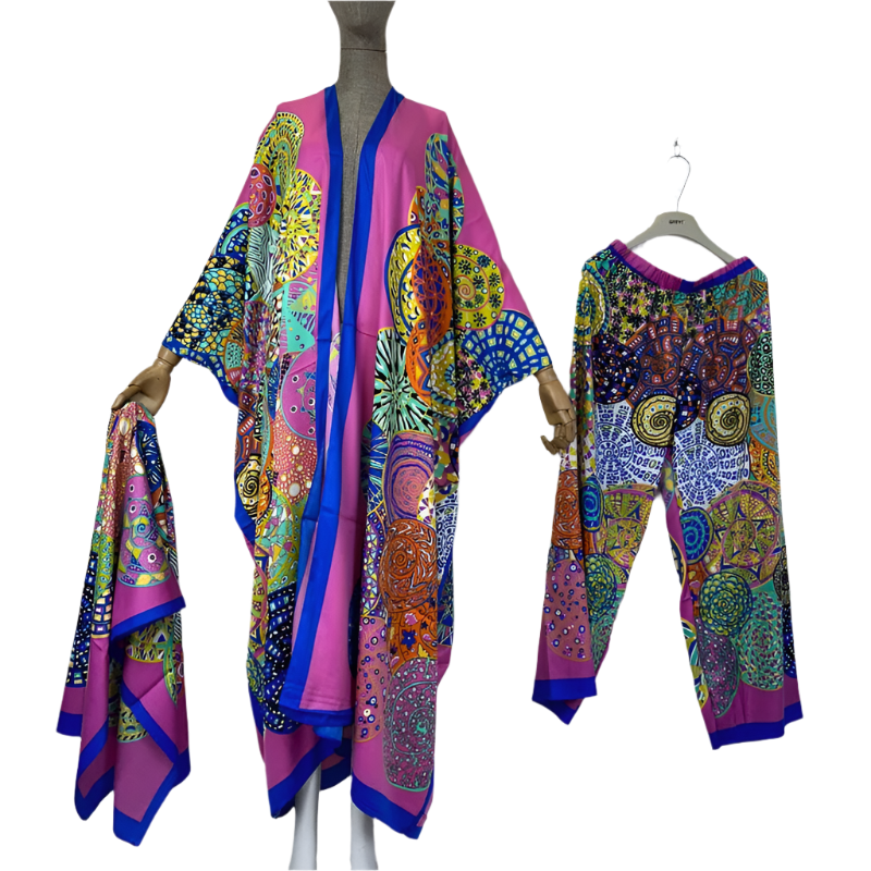 Classic bohemian print kimonos 2 piece sets