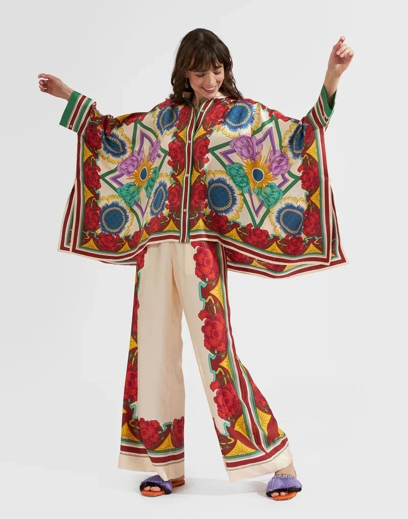 Vintage Print Pants Set
