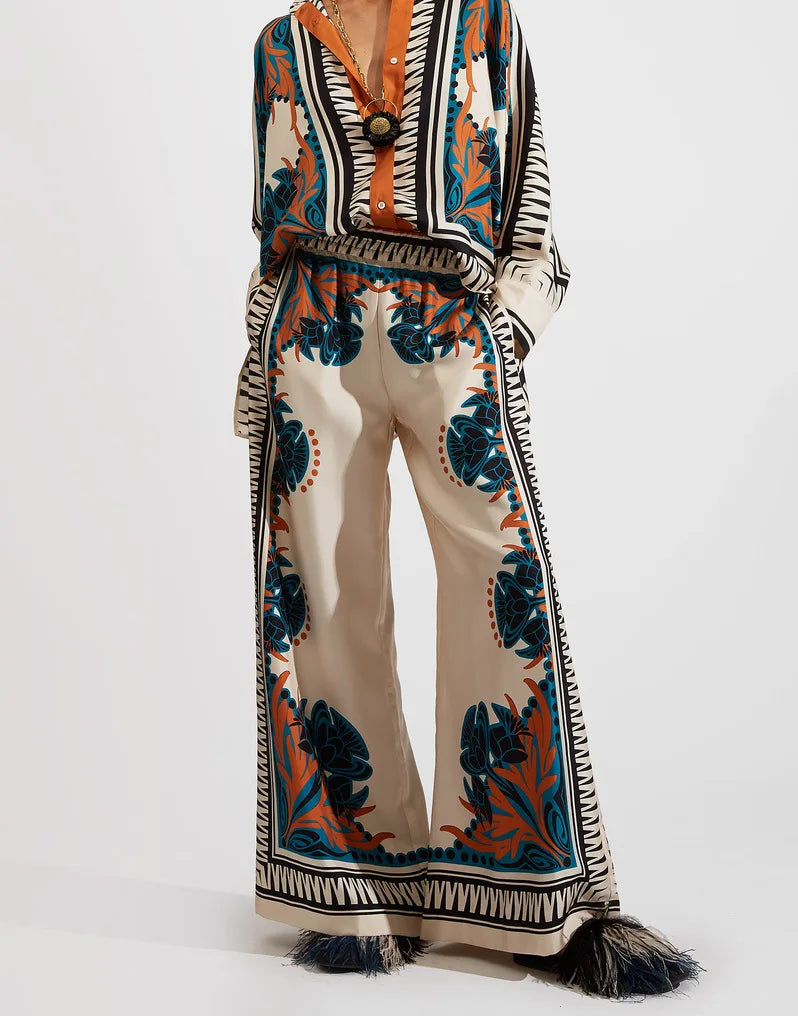 Vintage Print Pants Set
