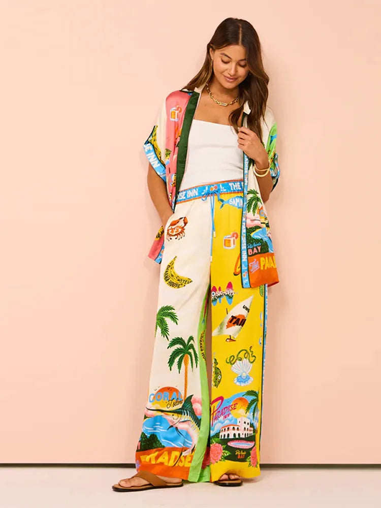 Fashionable Printed Women's 2 Pcs Suit