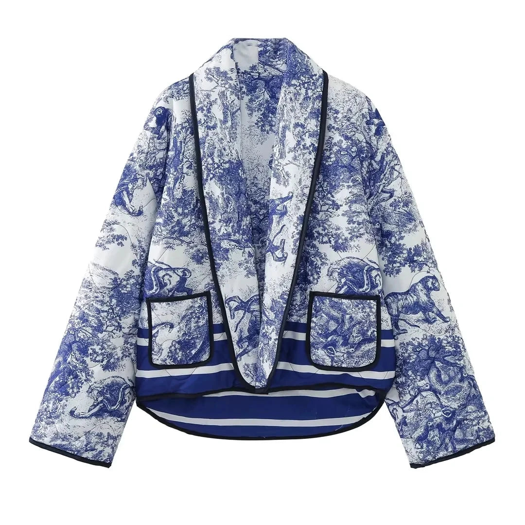 Women's Vintage Print Cotton Coat
