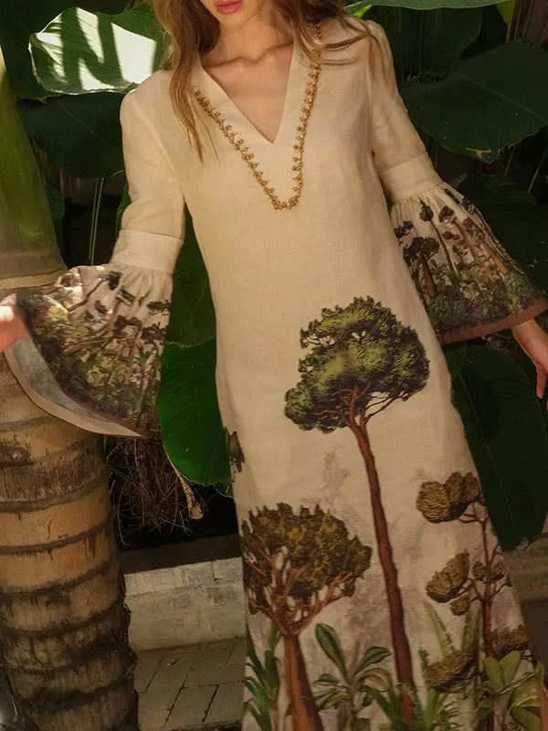 Floral Printed Evening Dress