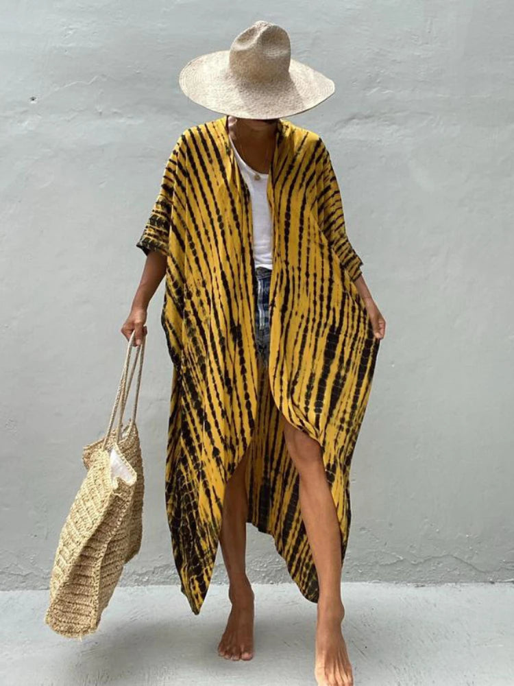 Best Selling. Women Black Tie Dye Kimono