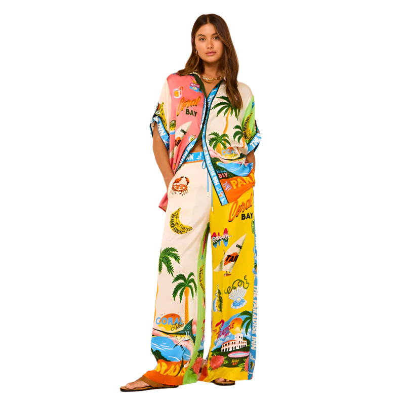 Fashionable Printed Women's 2 Pcs Suit