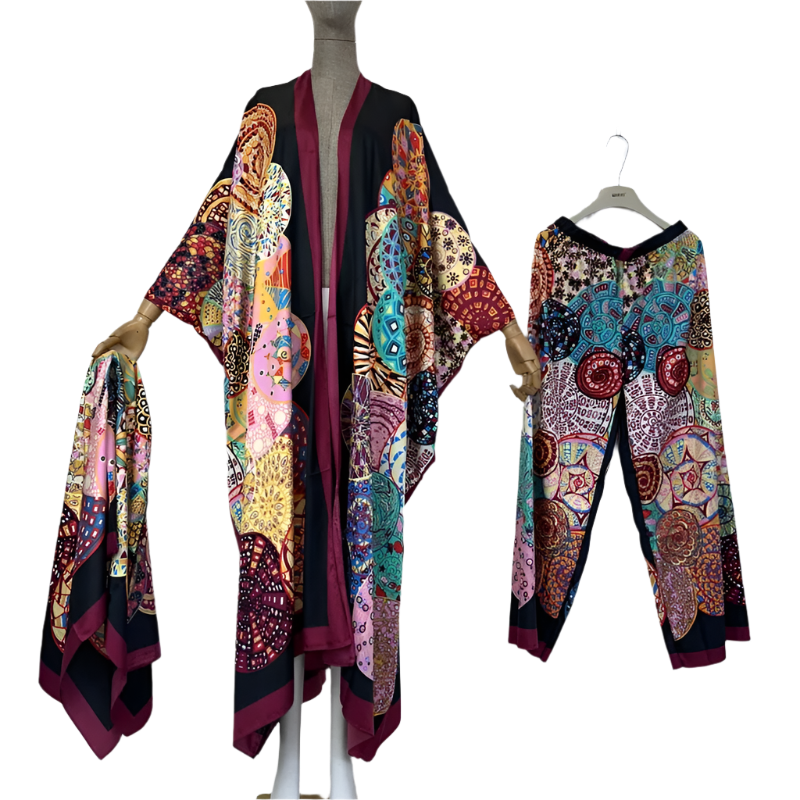 Classic bohemian print kimonos 2 piece sets