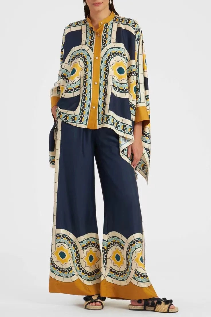 Vintage Print Pants Set