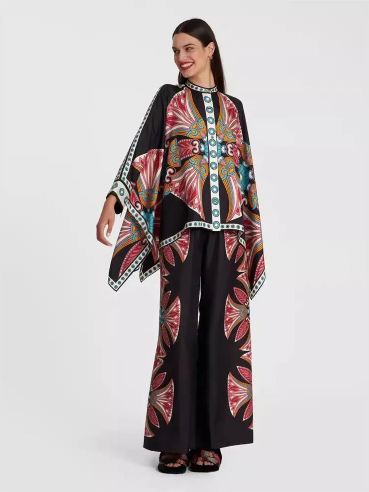 Vintage Print Pants Set