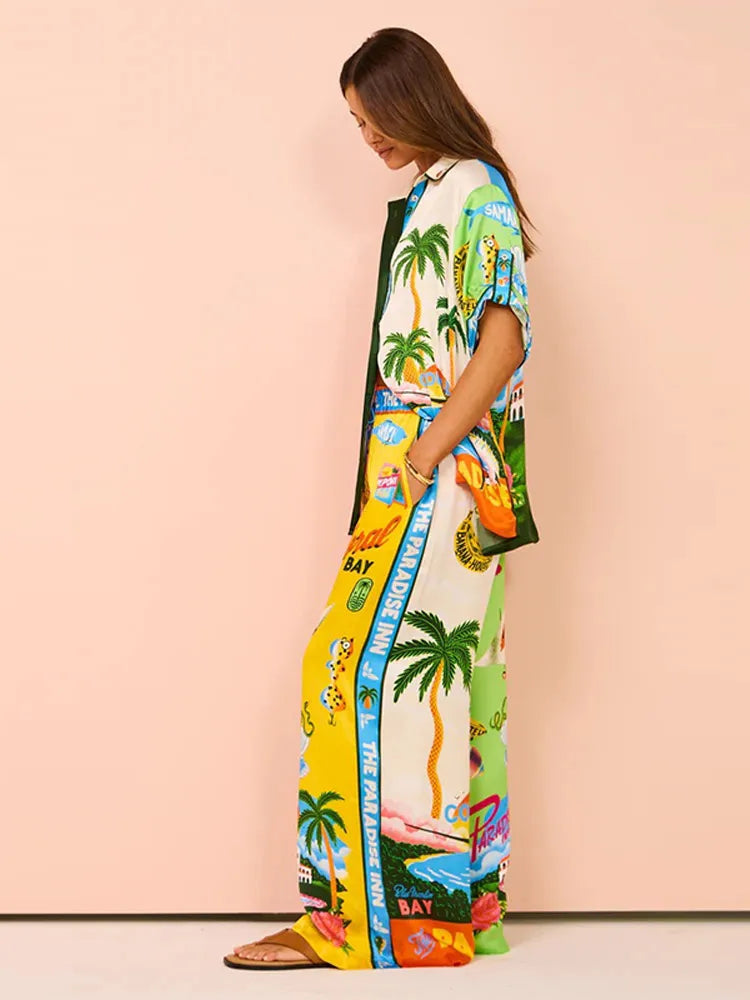 Fashionable Printed Women's 2 Pcs Suit