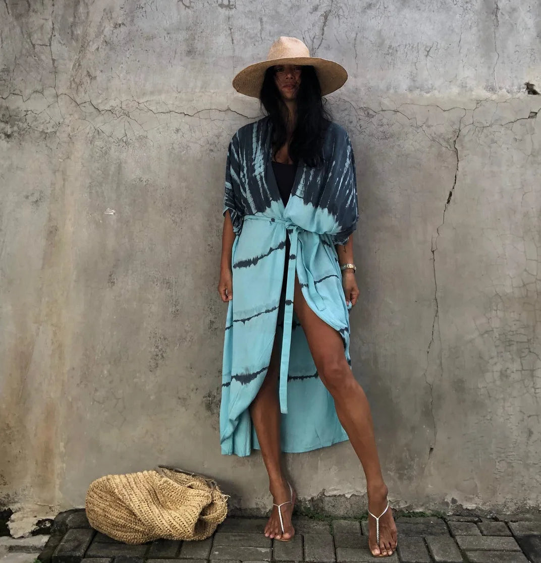 Best Selling. Women Black Tie Dye Kimono