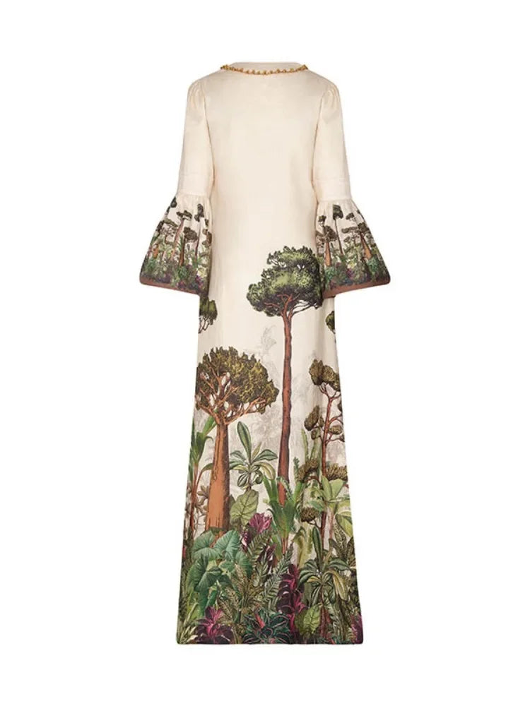 Floral Printed Evening Dress