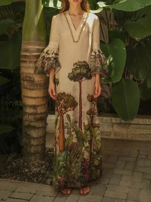 Floral Printed Evening Dress
