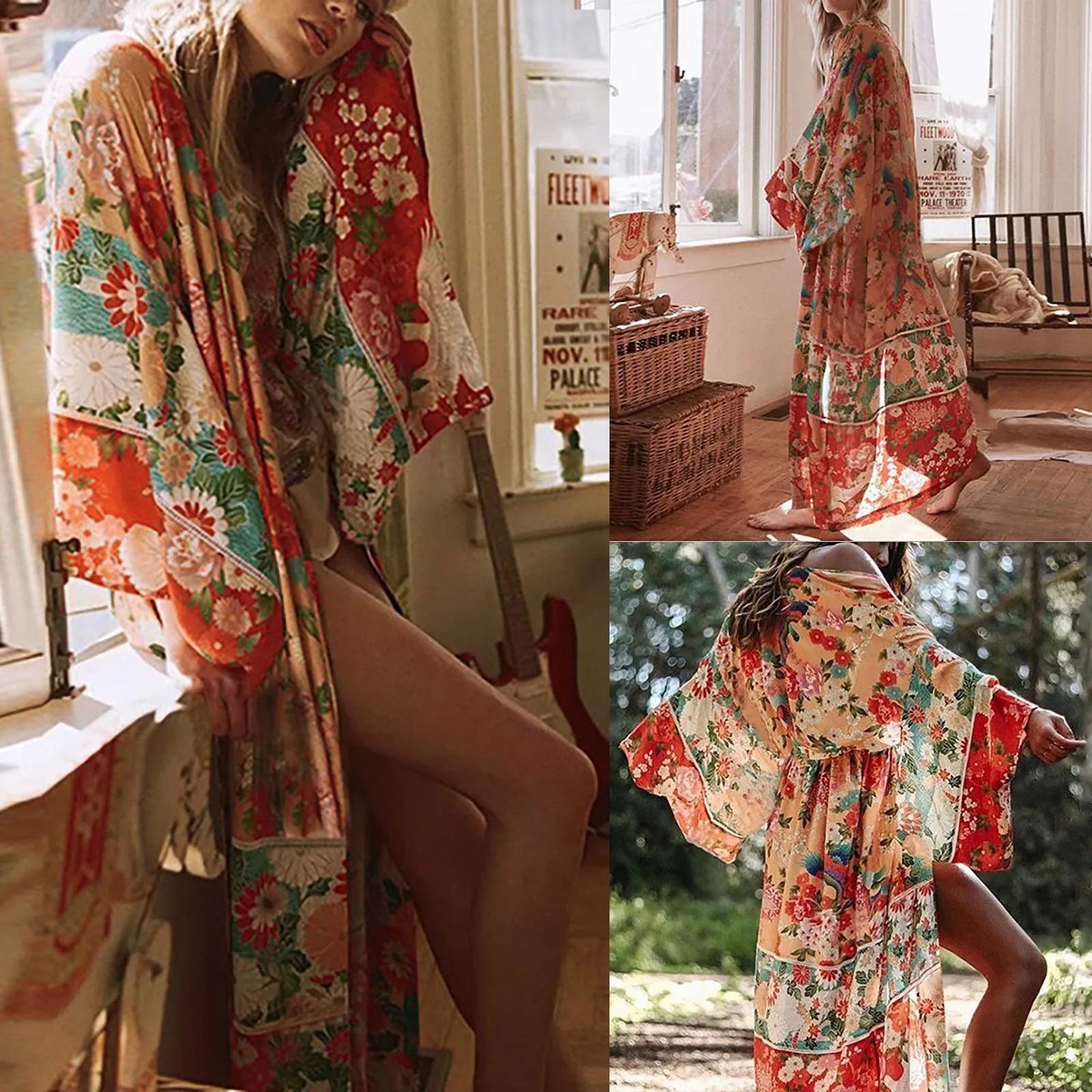 Ladies' Floral Printed Bohemian Kimono