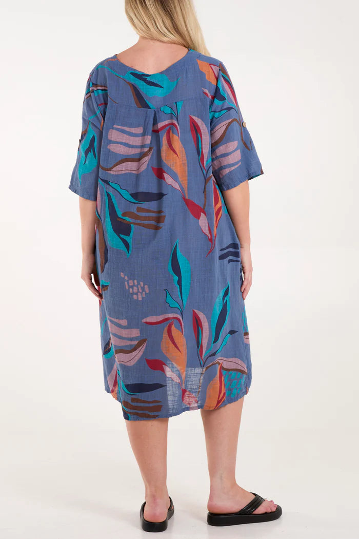 Pure Cotton Leave Print Dress