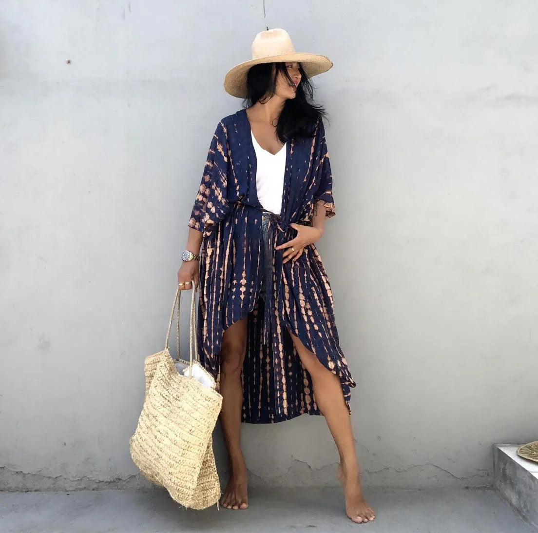 Best Selling. Women Black Tie Dye Kimono