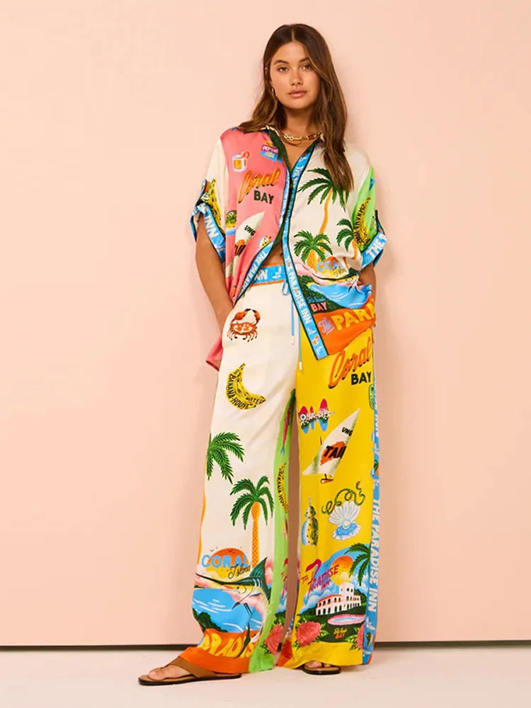 Fashionable Printed Women's 2 Pcs Suit