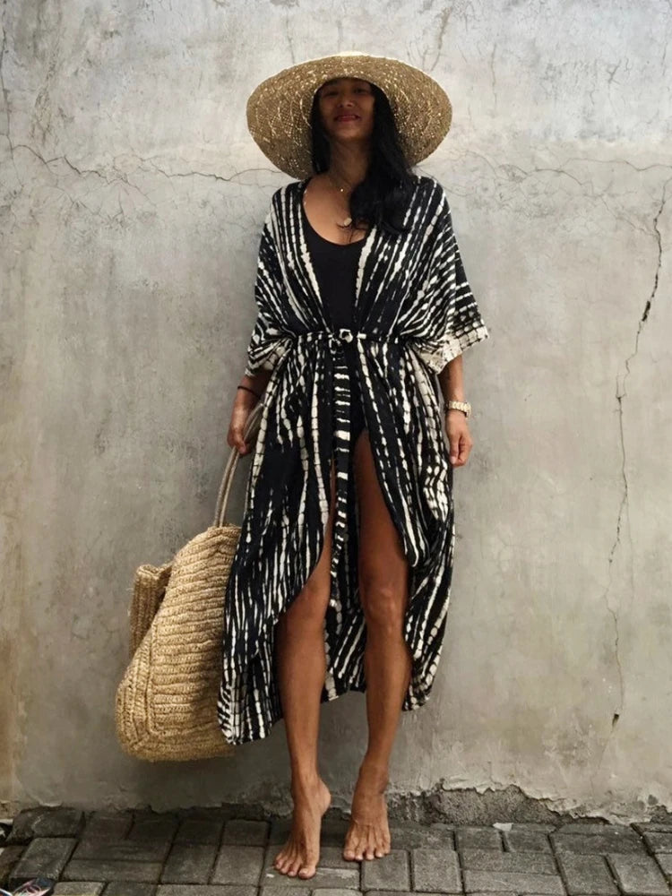 Best Selling. Women Black Tie Dye Kimono