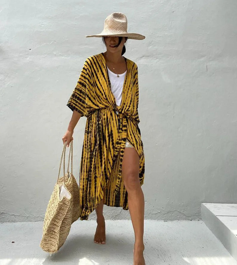 Best Selling. Women Black Tie Dye Kimono