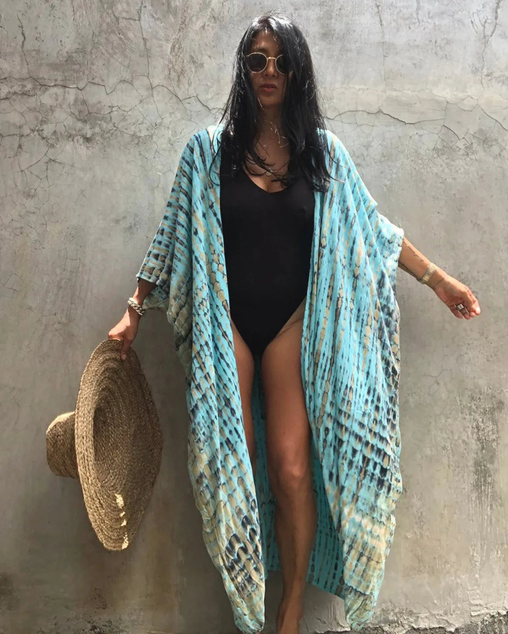 Best Selling. Women Black Tie Dye Kimono