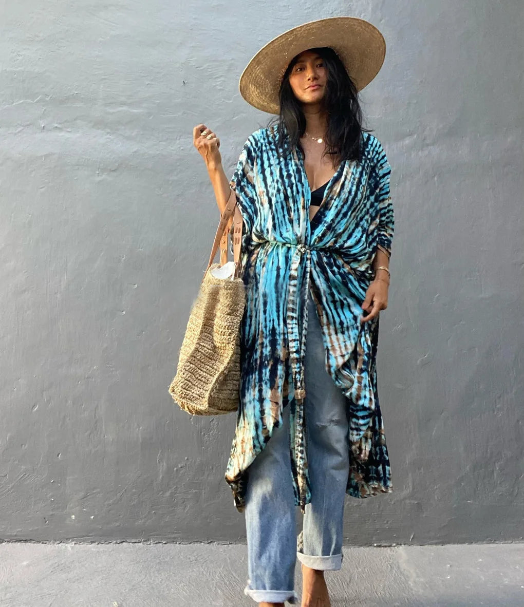 Best Selling. Women Black Tie Dye Kimono