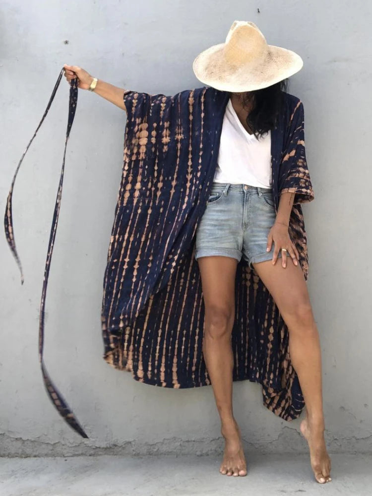 Best Selling. Women Black Tie Dye Kimono