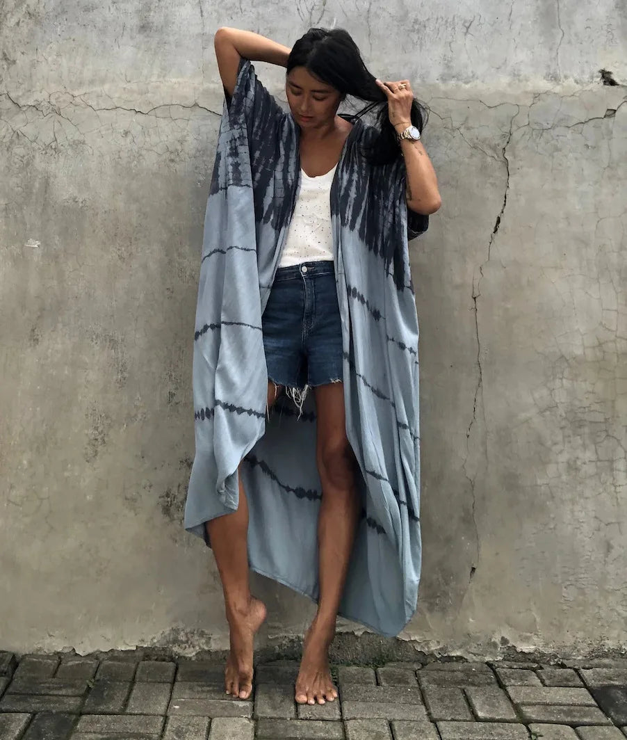 Best Selling. Women Black Tie Dye Kimono