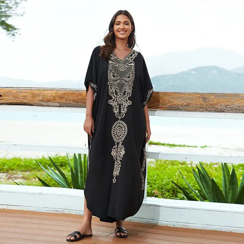 Boho Kaftan In Black And Gold