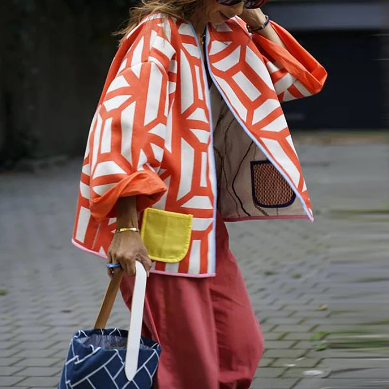 Geometric Print Casual Jacket