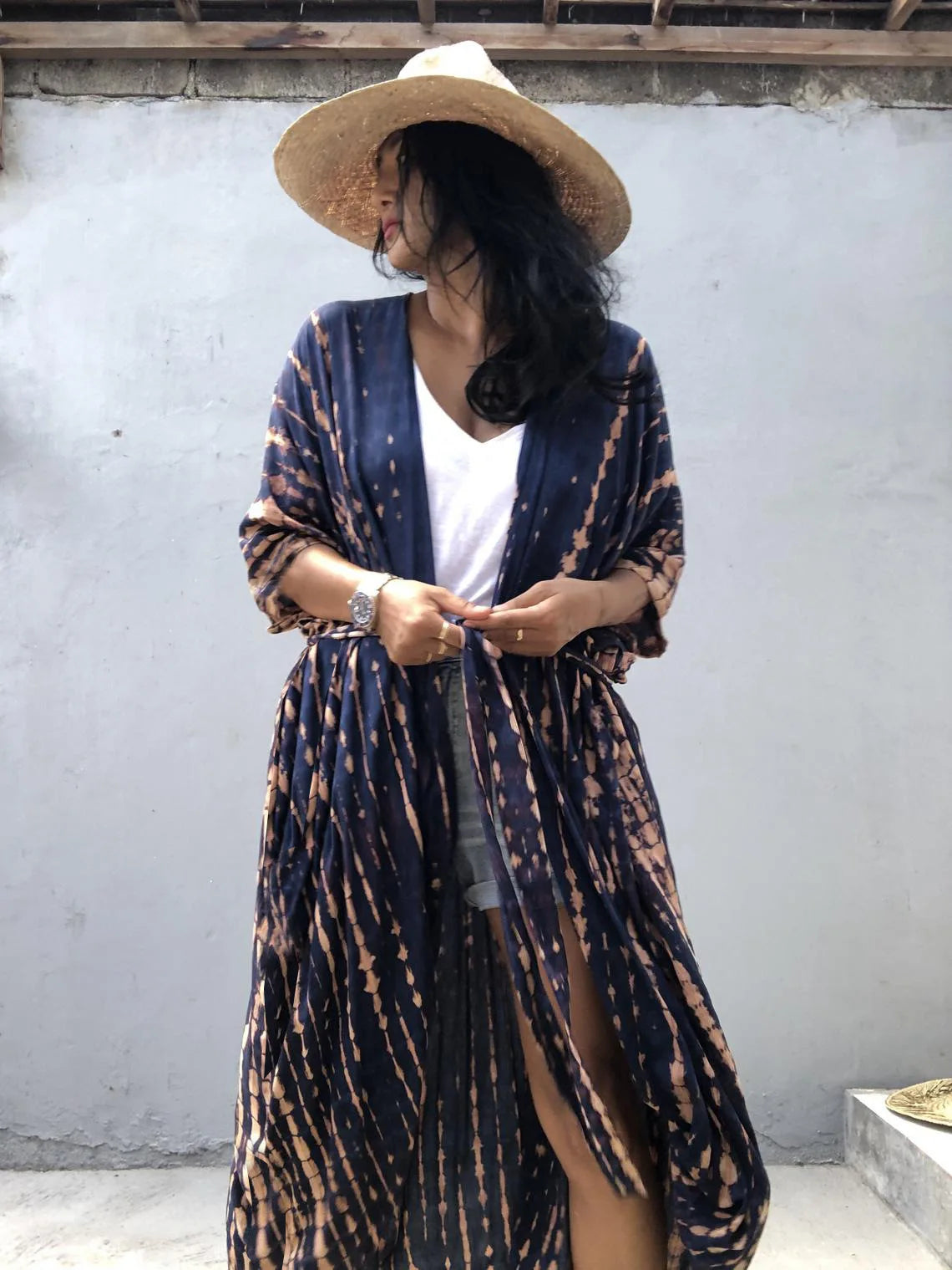 Best Selling. Women Black Tie Dye Kimono