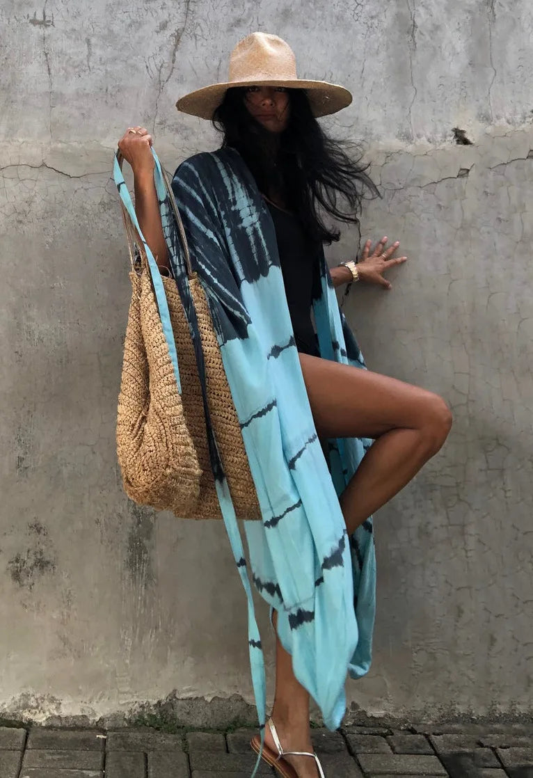 Best Selling. Women Black Tie Dye Kimono