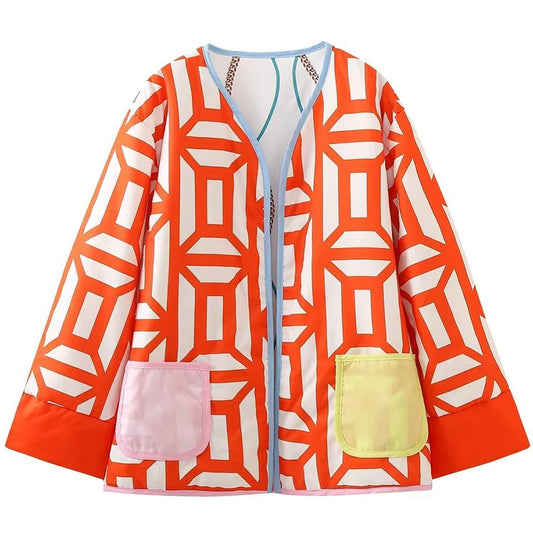Geometric Print Casual Jacket