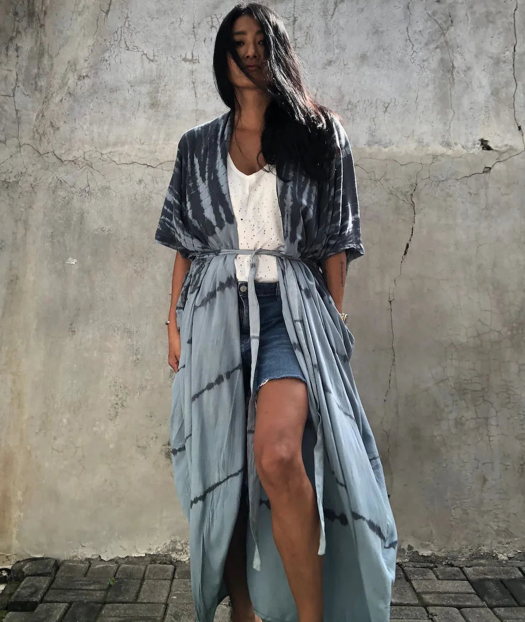 Best Selling. Women Black Tie Dye Kimono