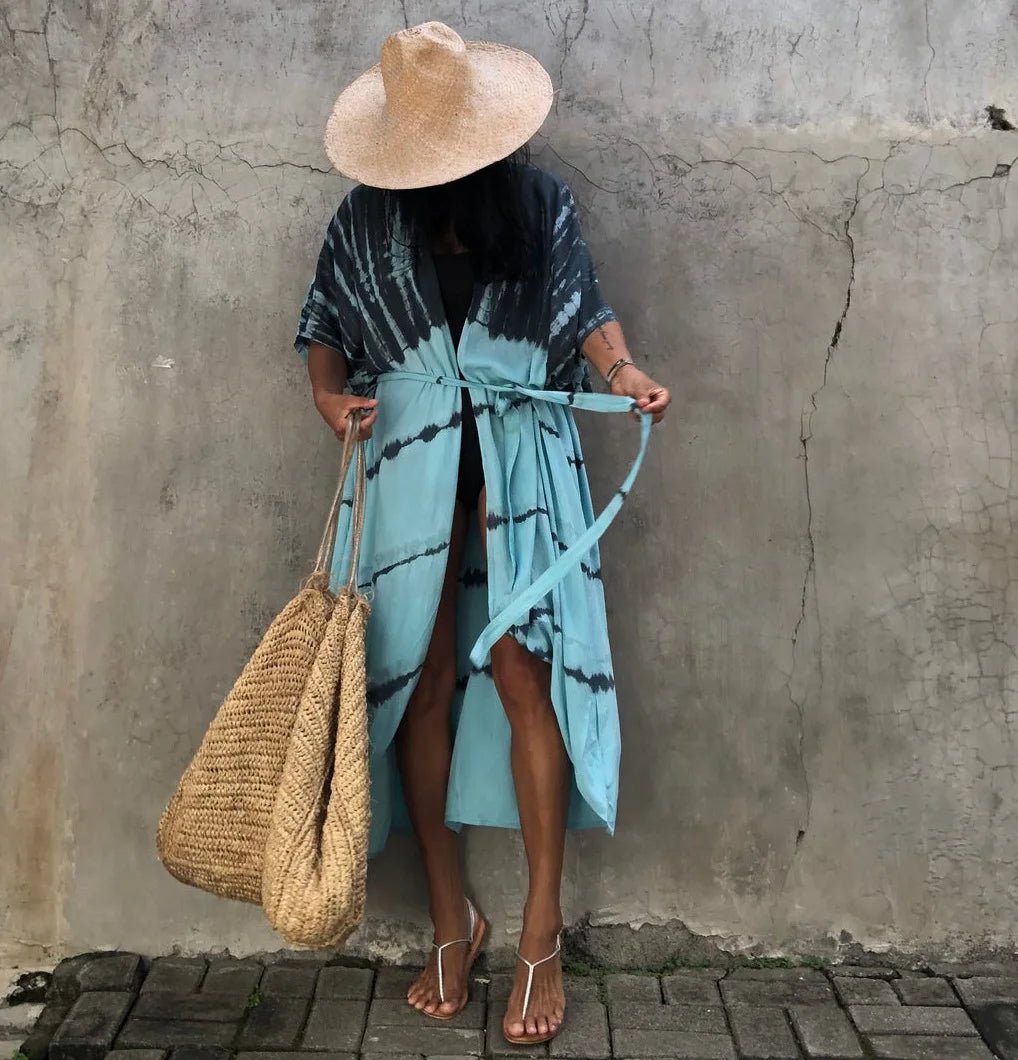Best Selling. Women Black Tie Dye Kimono