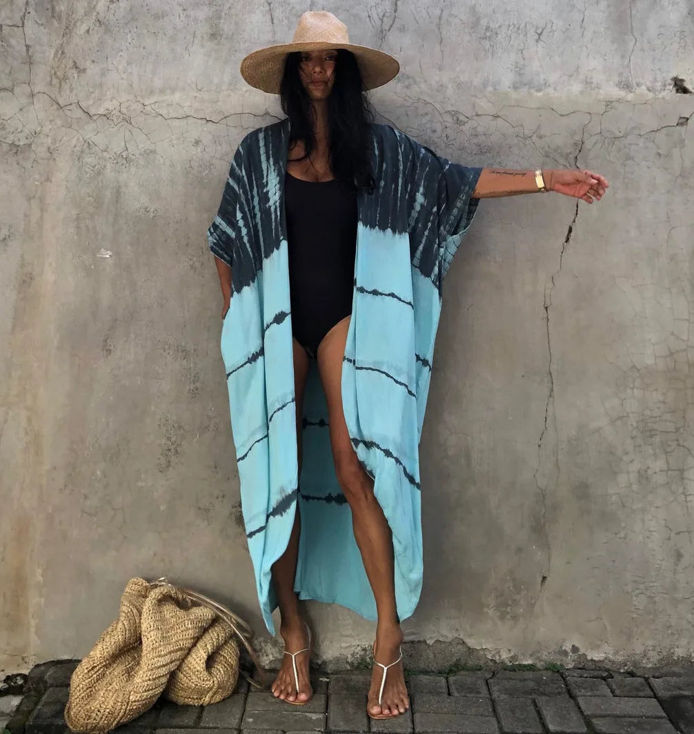 Best Selling. Women Black Tie Dye Kimono