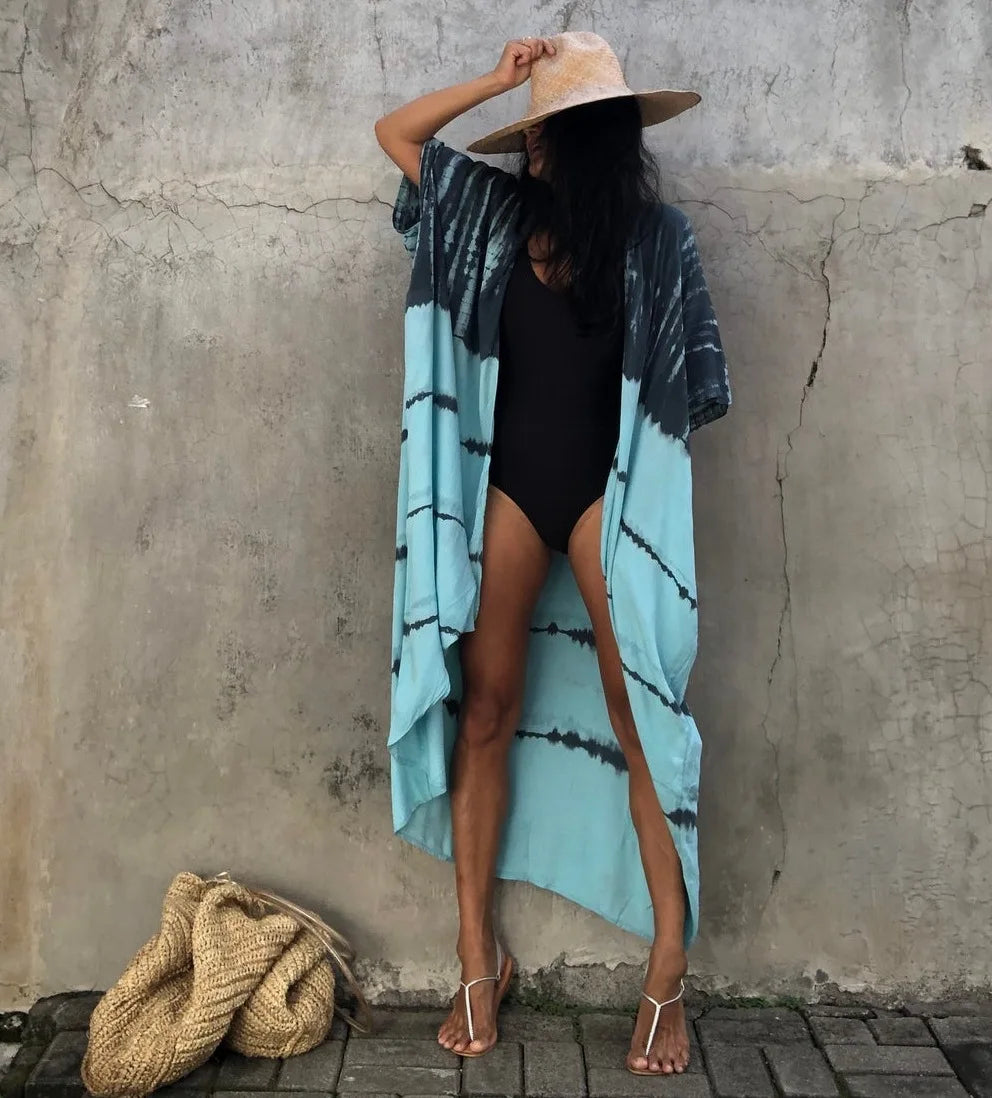 Best Selling. Women Black Tie Dye Kimono