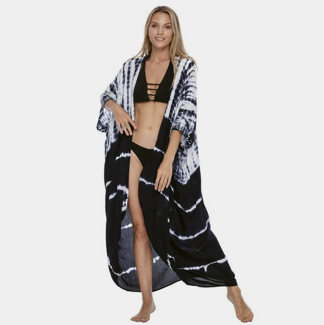 Best Selling. Women Black Tie Dye Kimono