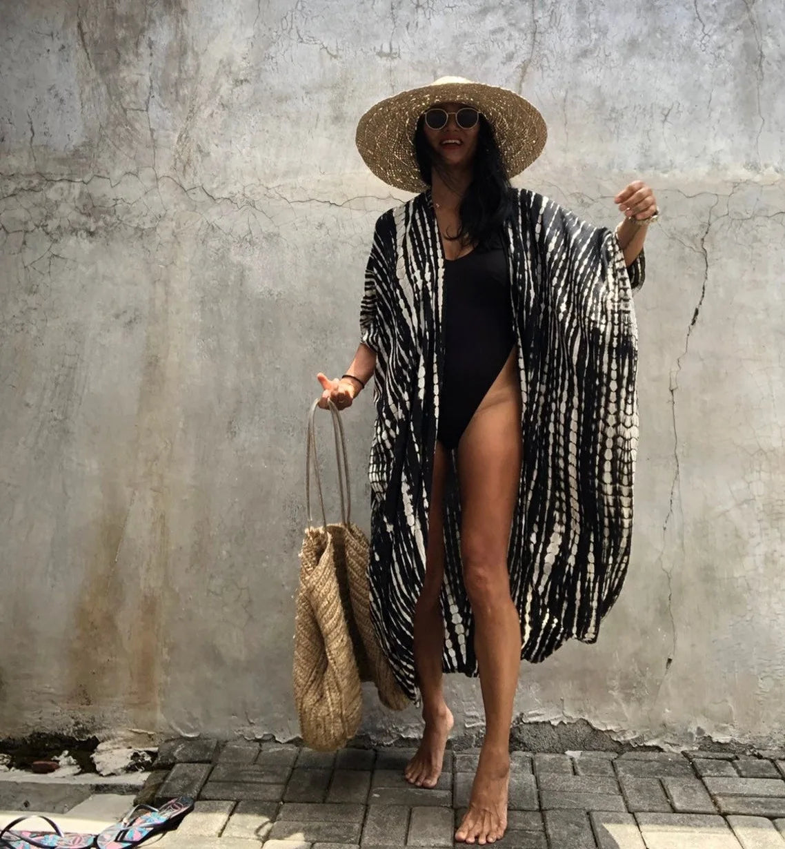 Best Selling. Women Black Tie Dye Kimono