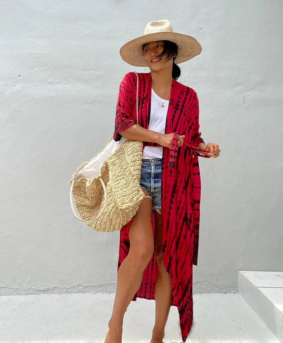 Best Selling. Women Black Tie Dye Kimono