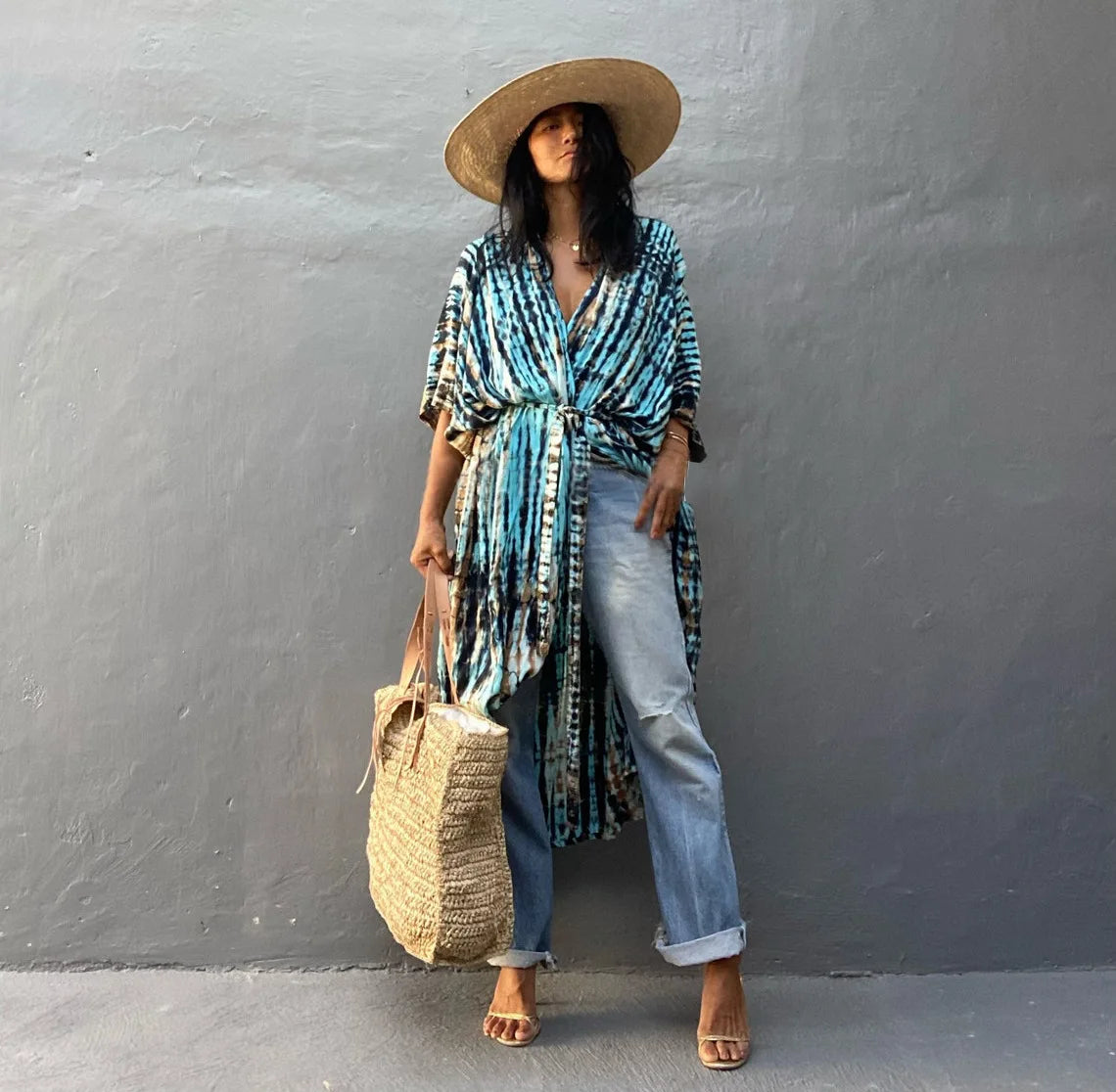 Best Selling. Women Black Tie Dye Kimono
