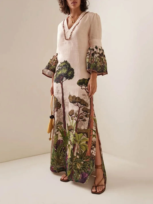 Floral Printed  Evening Dress